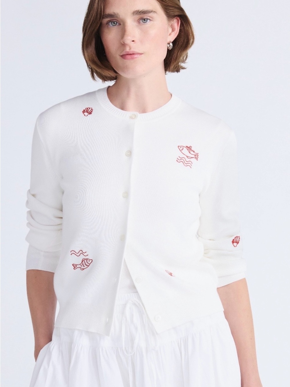 Free Assembly Embroidered Sea Life Cardigan XS Coastal Farm Rio